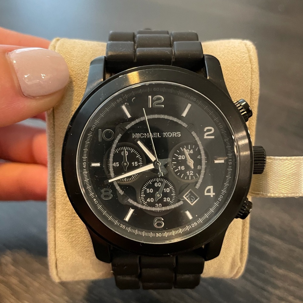 Michael Kors Runway Black Silicone Band Watch